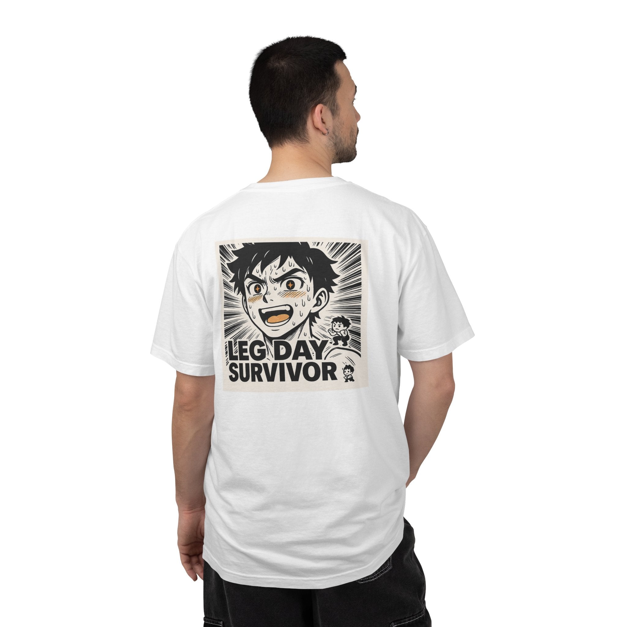 Leg Day Survivor Men’s Shirt - Funny Gym Workout Anime Fitness T-Shirt