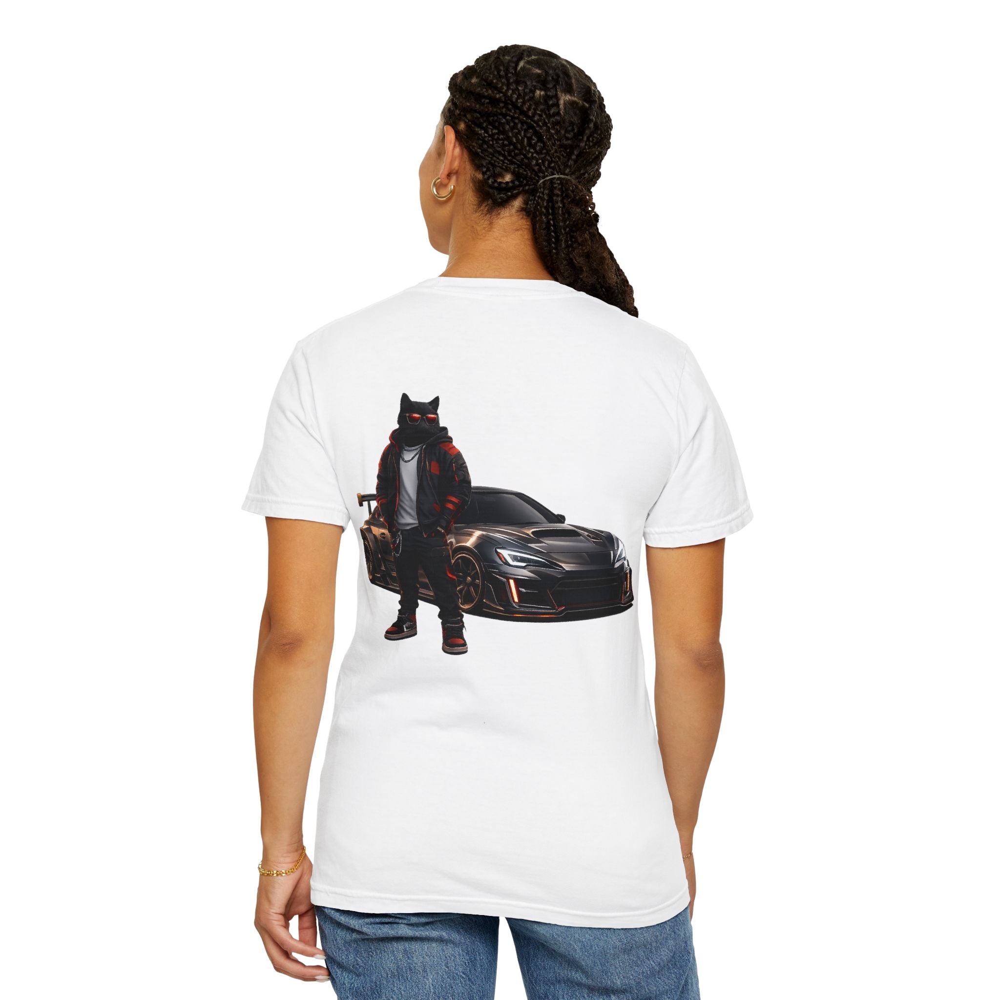 Cool Black Cat Streetwear Custom Widebody Sports Car JDM T-Shirt