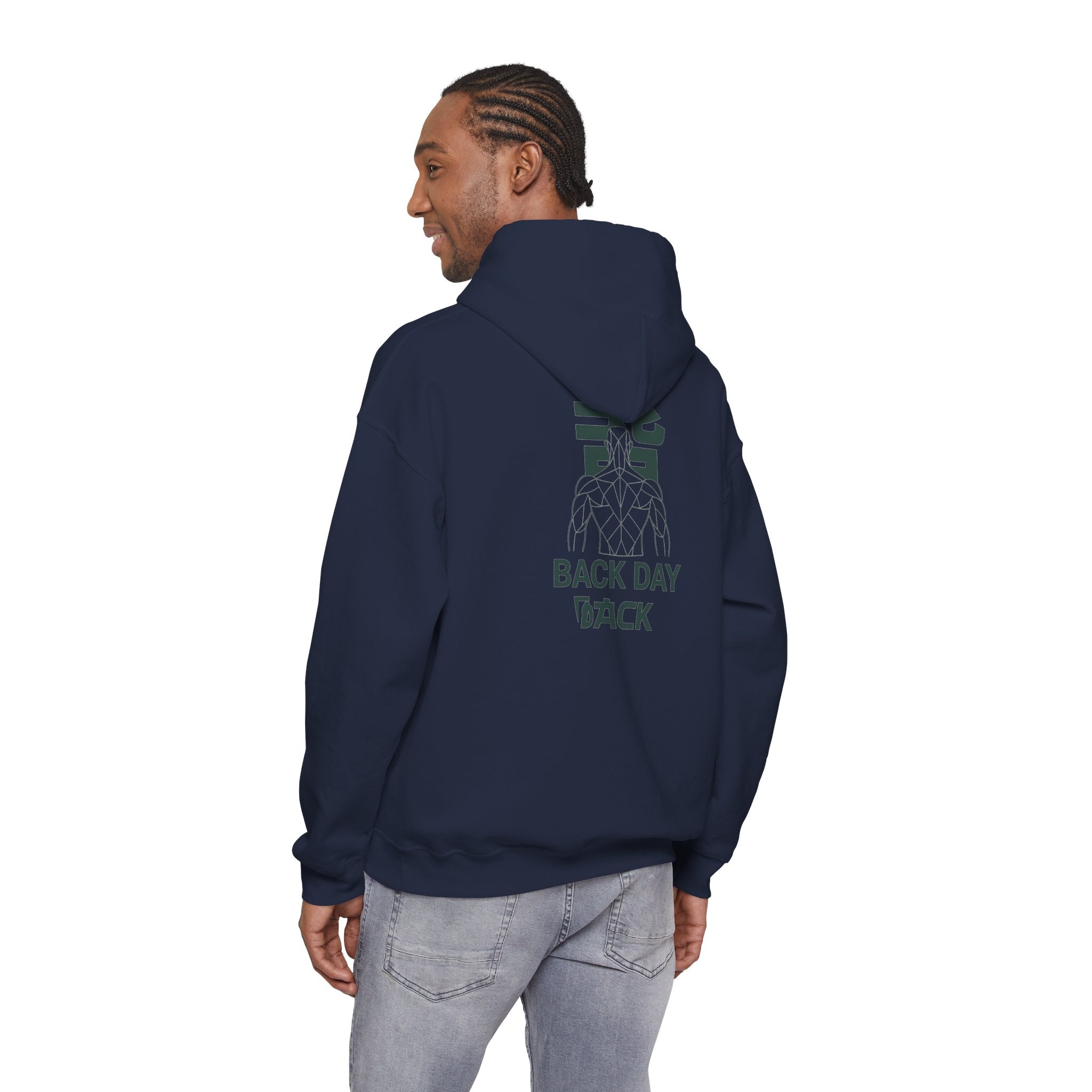 Back Day Attack Geometric Muscle Anatomy Hoodie — "北" Back Training Motivation Green