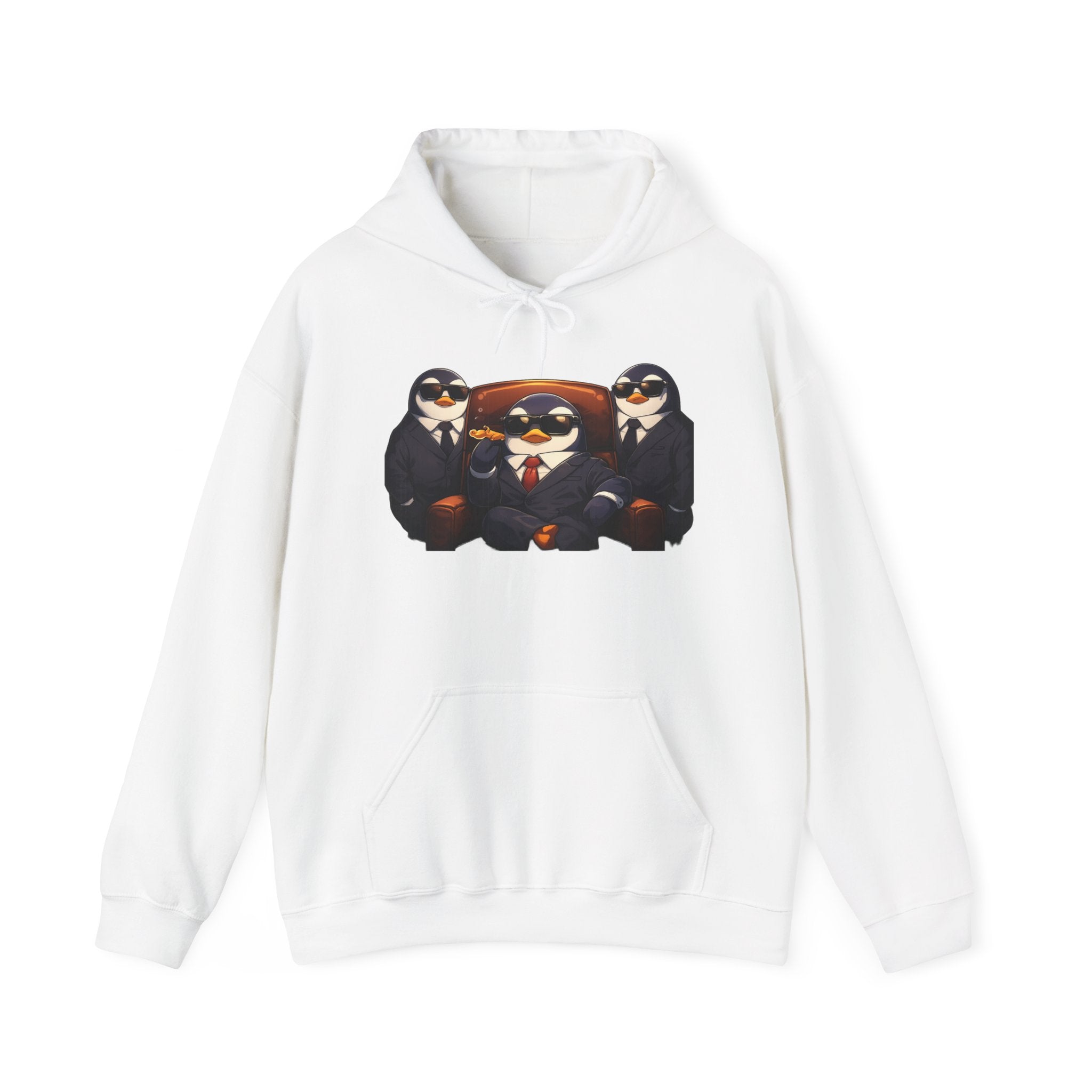 Penguin Mafia Boss Hoodie — Funny Godfather Penguins in Suits, Cigar & Bodyguards