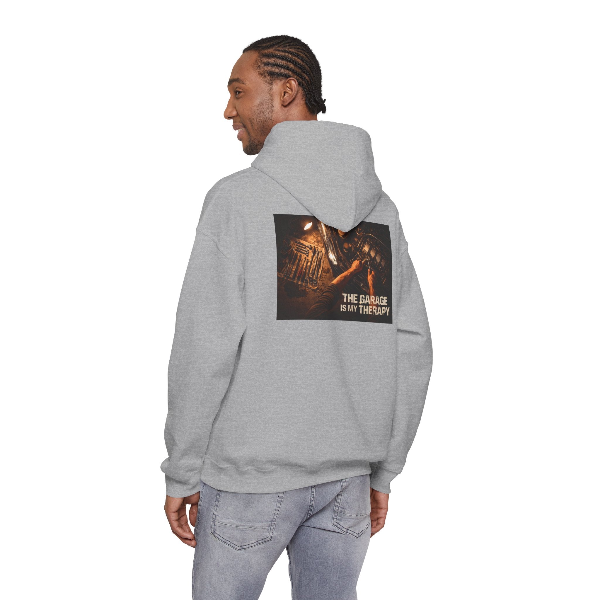 The Garage Is My Therapy Hoodie - Mechanic Car Enthusiast Gift Version 2