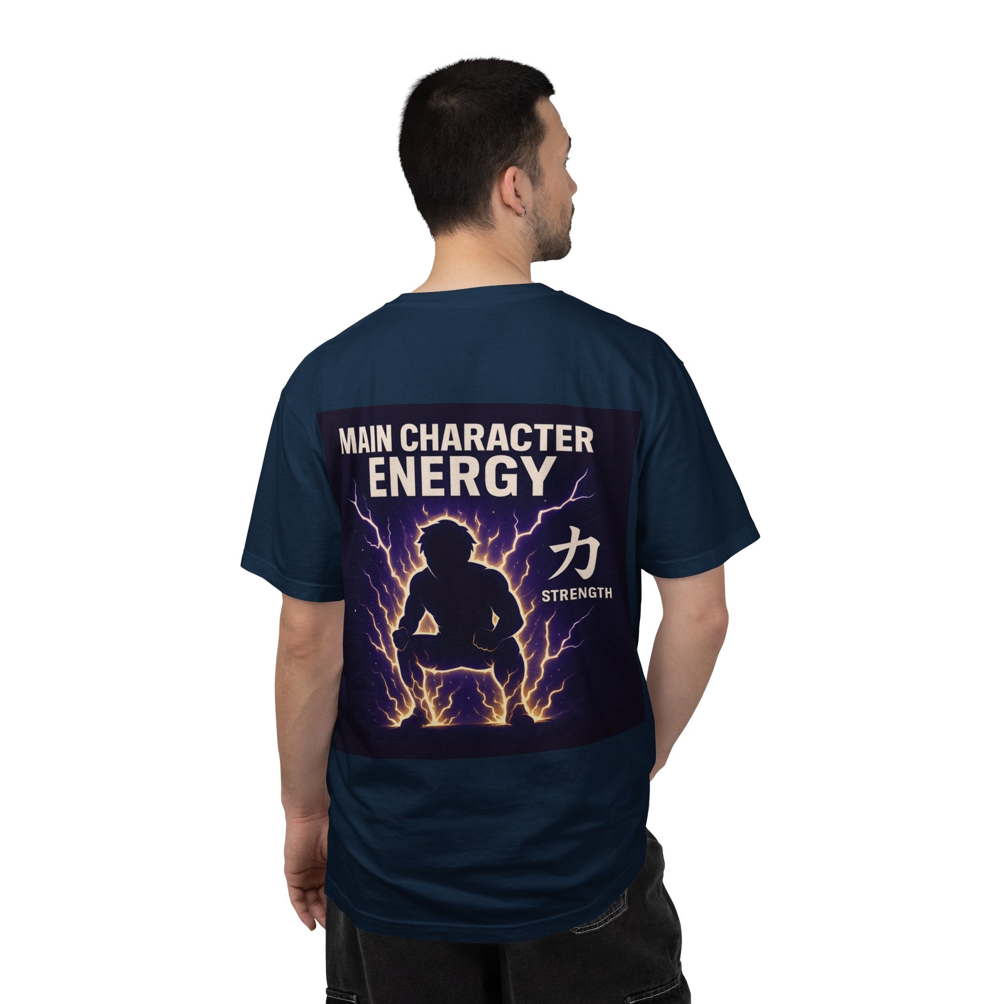 Main Character Energy Strength Kanji T-Shirt — Men’s Anime Gym Motivation