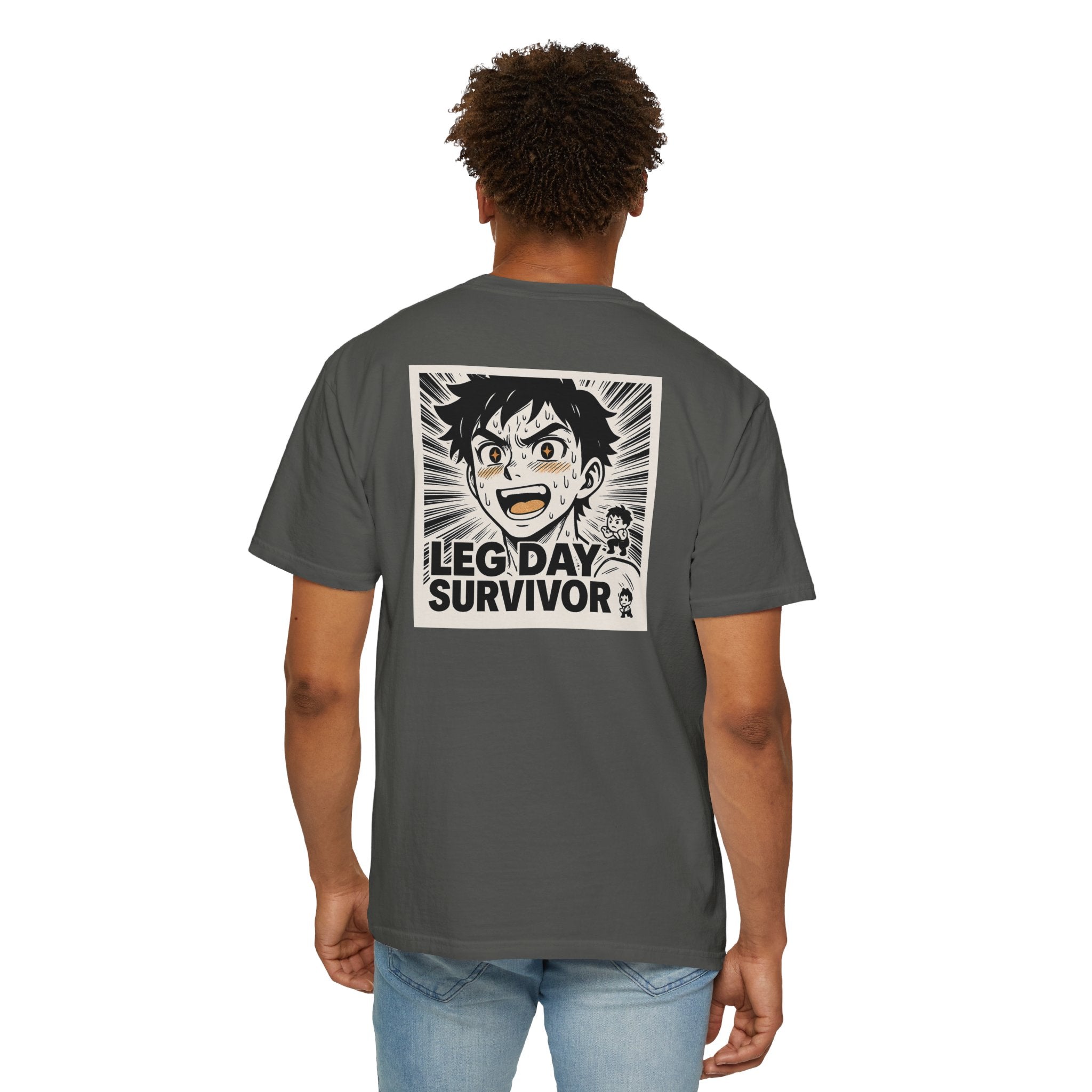 Leg Day Survivor Men’s Shirt - Funny Gym Workout Anime Fitness T-Shirt