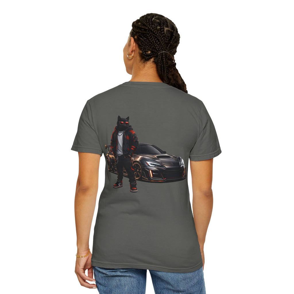 Cool Black Cat Streetwear Custom Widebody Sports Car JDM T-Shirt