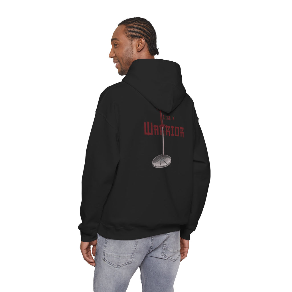 Train Like a Warrior Hoodie — Katana & 45lb Weight Gym Motivation