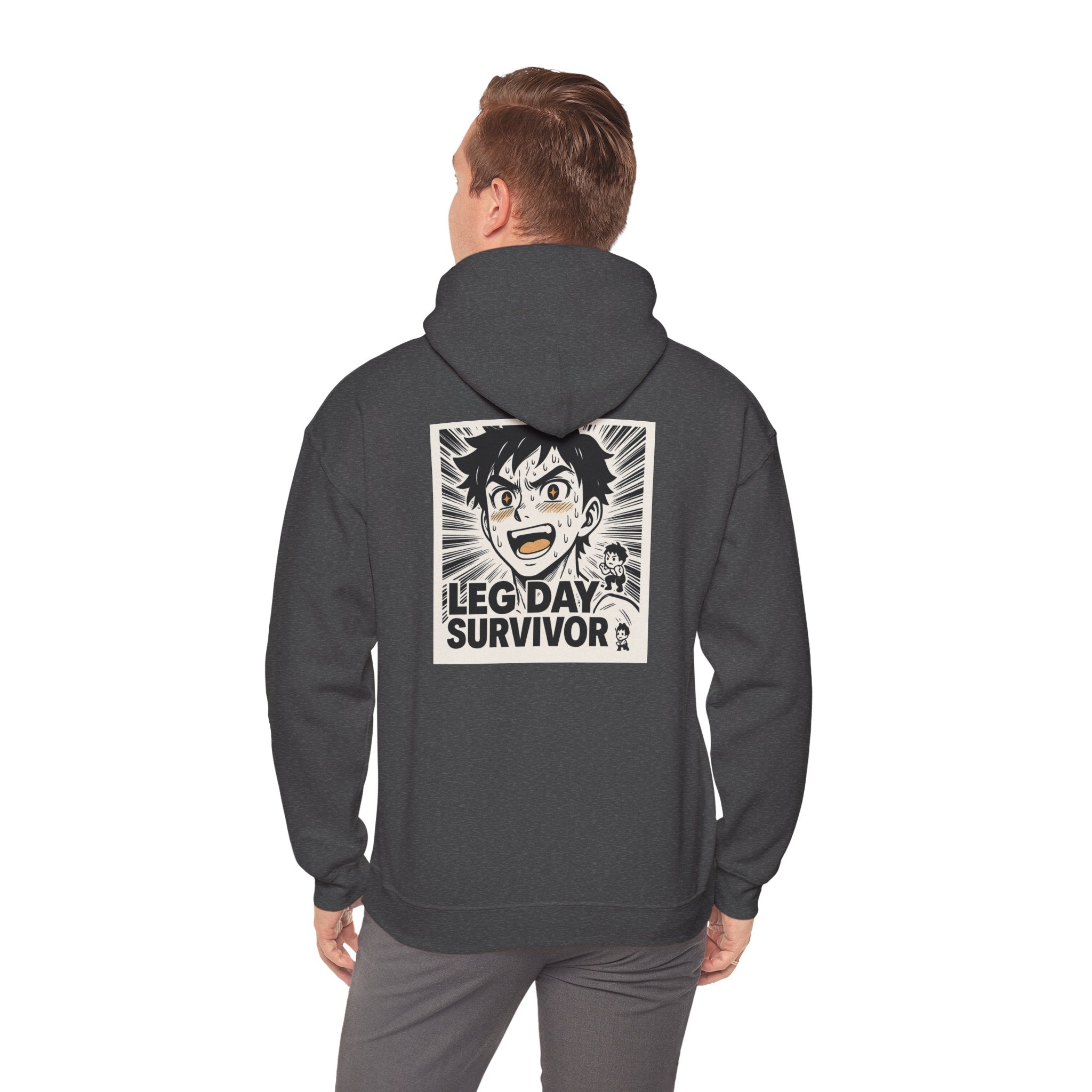 Leg Day Survivor Men’s Hoodie - Funny Gym Workout Anime Fitness Hoodie