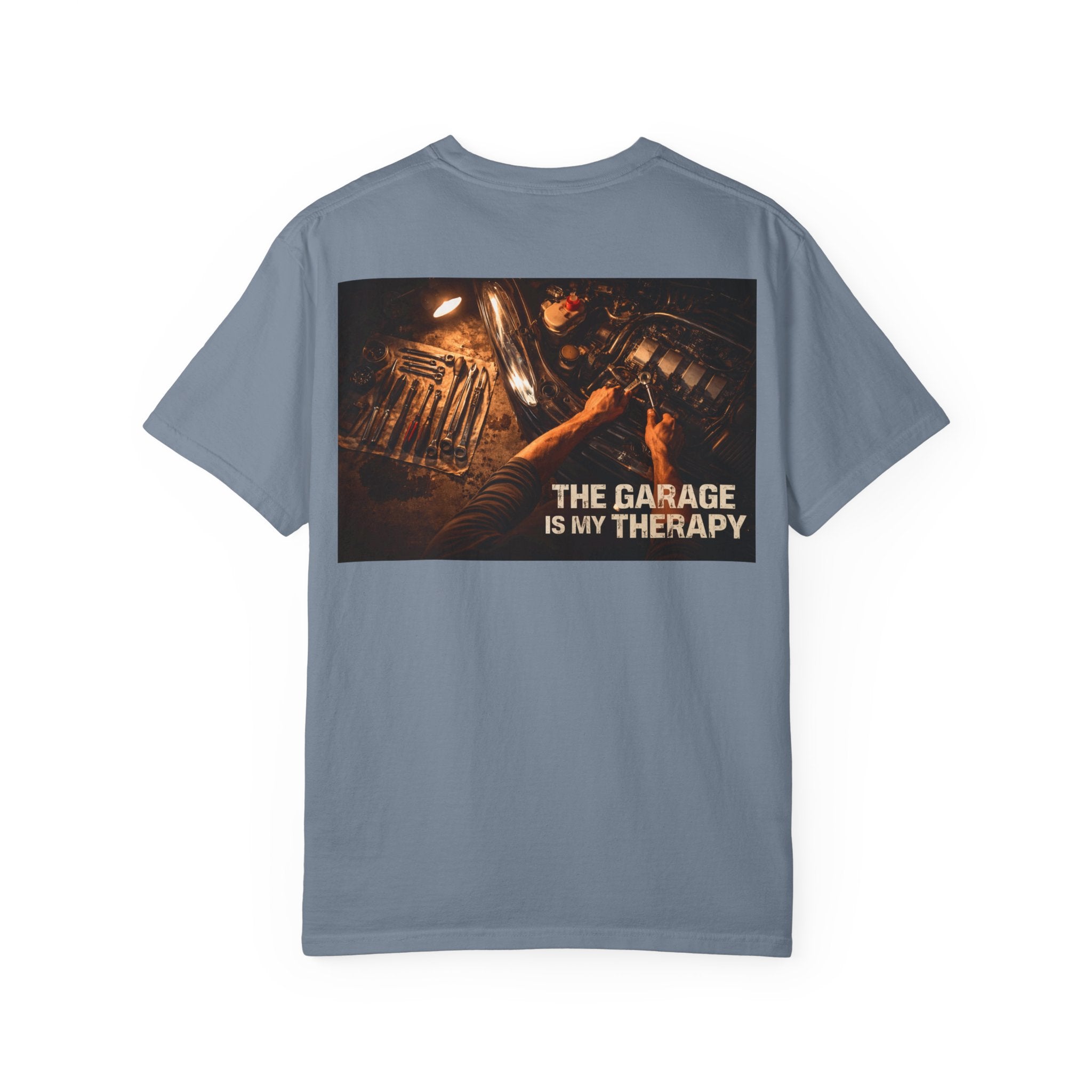 The Garage Is My Therapy T-Shirt - Mechanic Car Enthusiast Gift Version 2