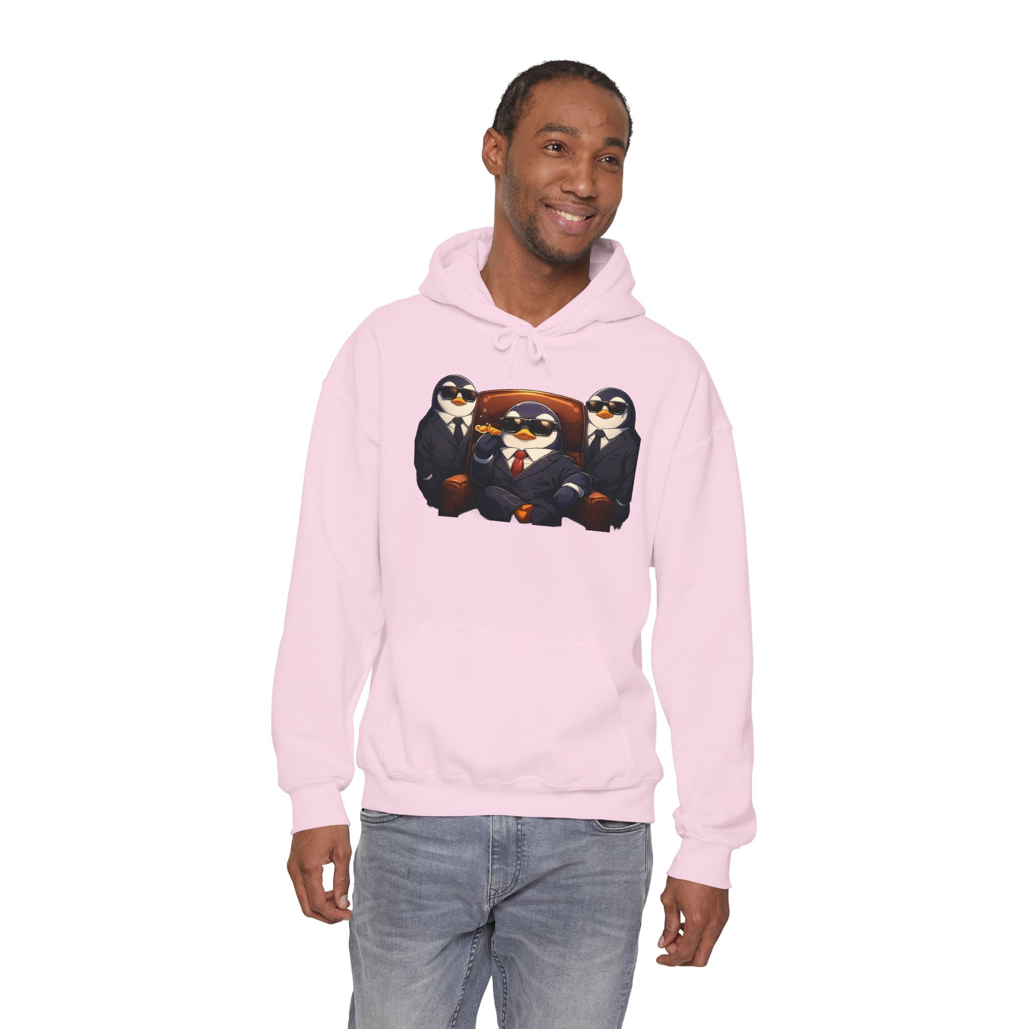 Penguin Mafia Boss Hoodie — Funny Godfather Penguins in Suits, Cigar & Bodyguards