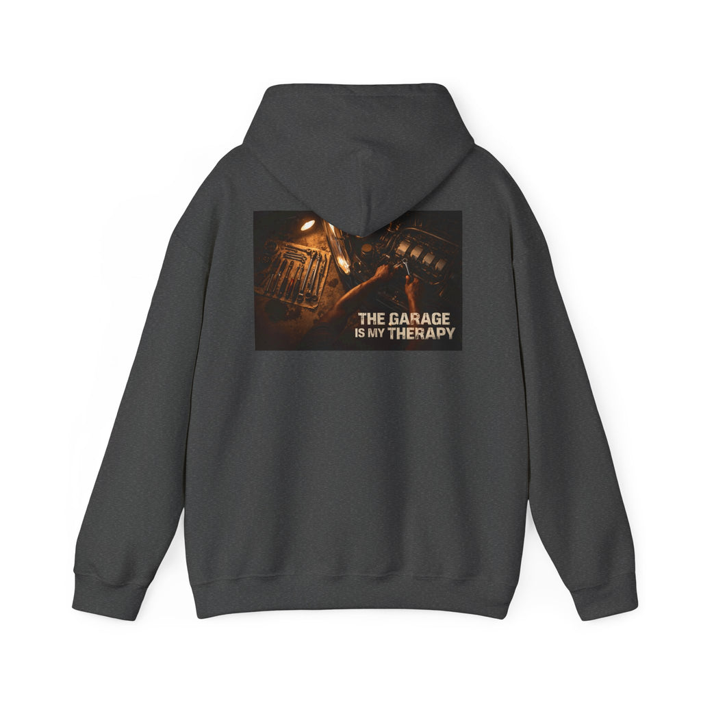 The Garage Is My Therapy Hoodie - Mechanic Car Enthusiast Gift Version 1