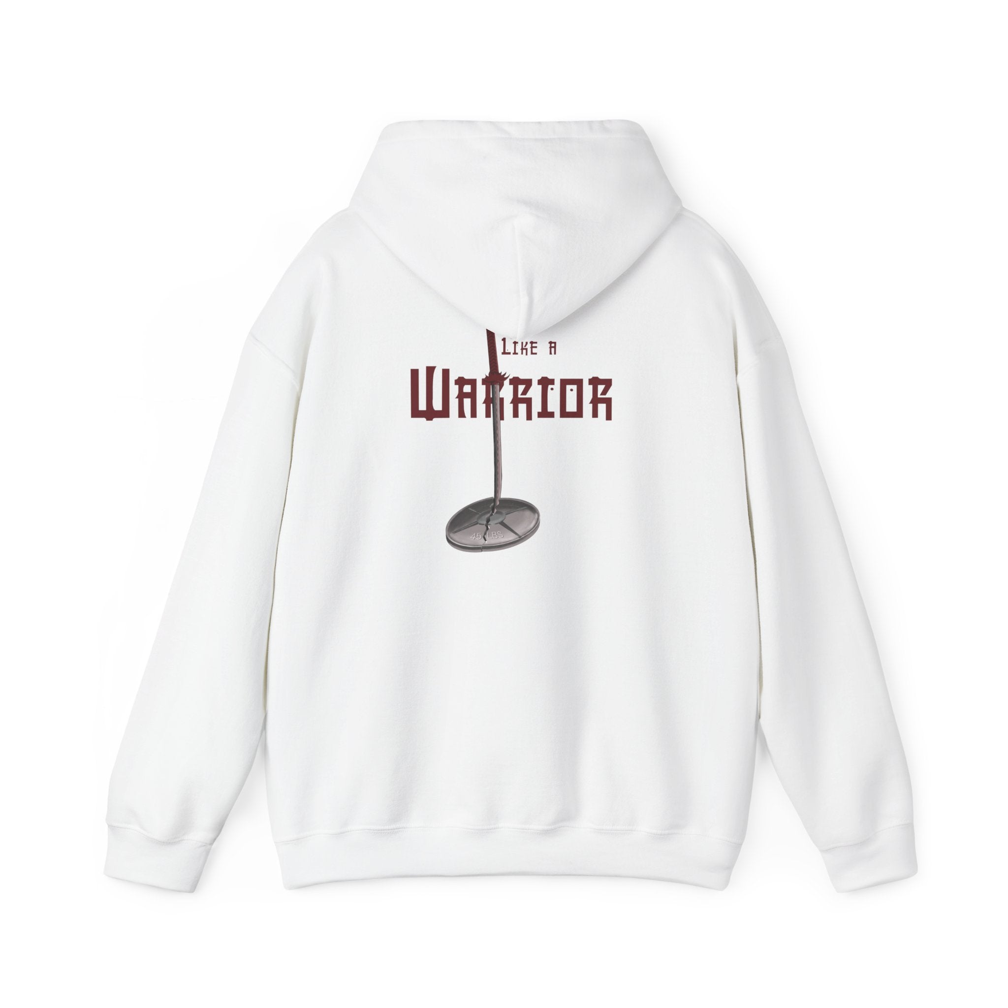 Train Like a Warrior Hoodie — Katana & 45lb Weight Gym Motivation