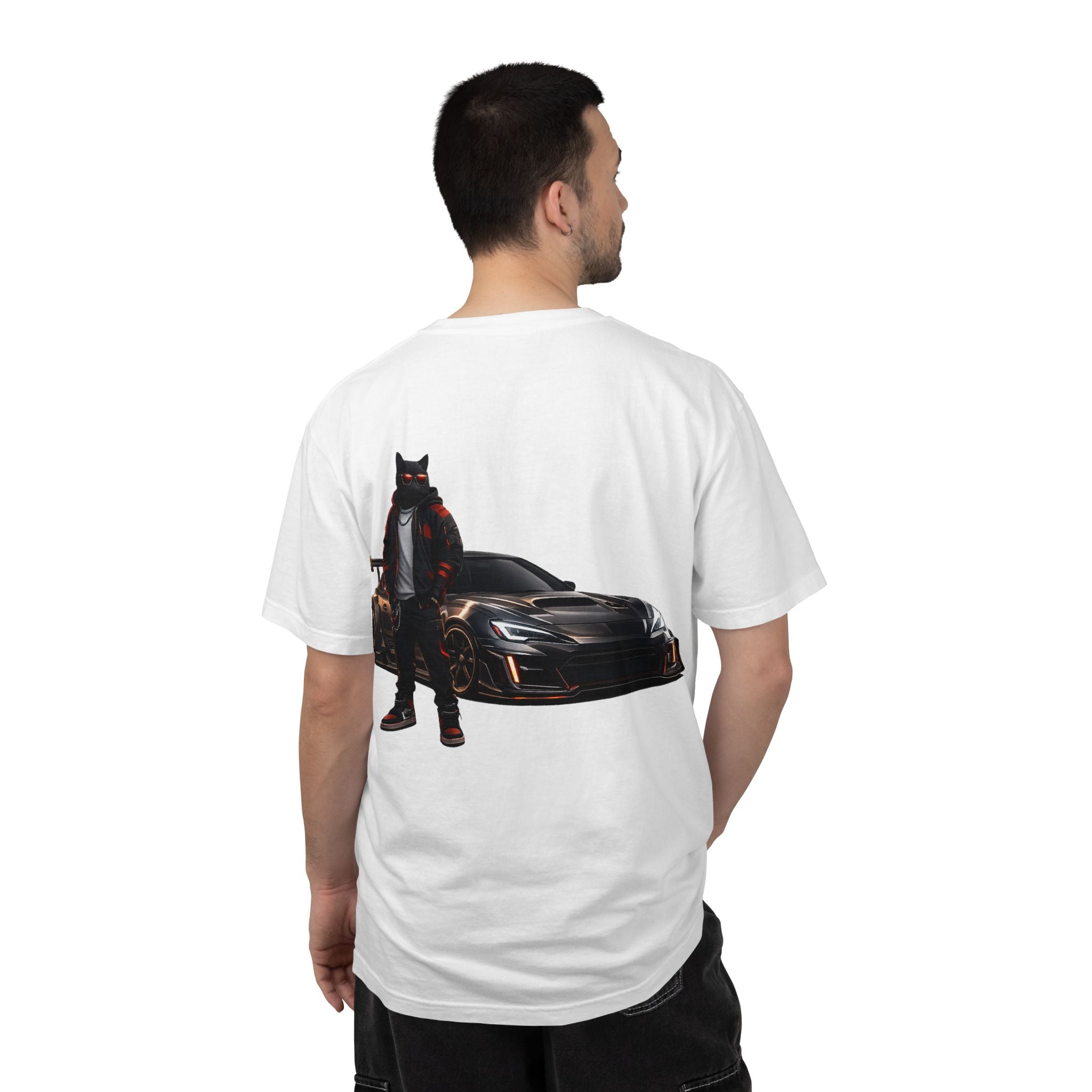 Cool Black Cat Streetwear Custom Widebody Sports Car JDM T-Shirt