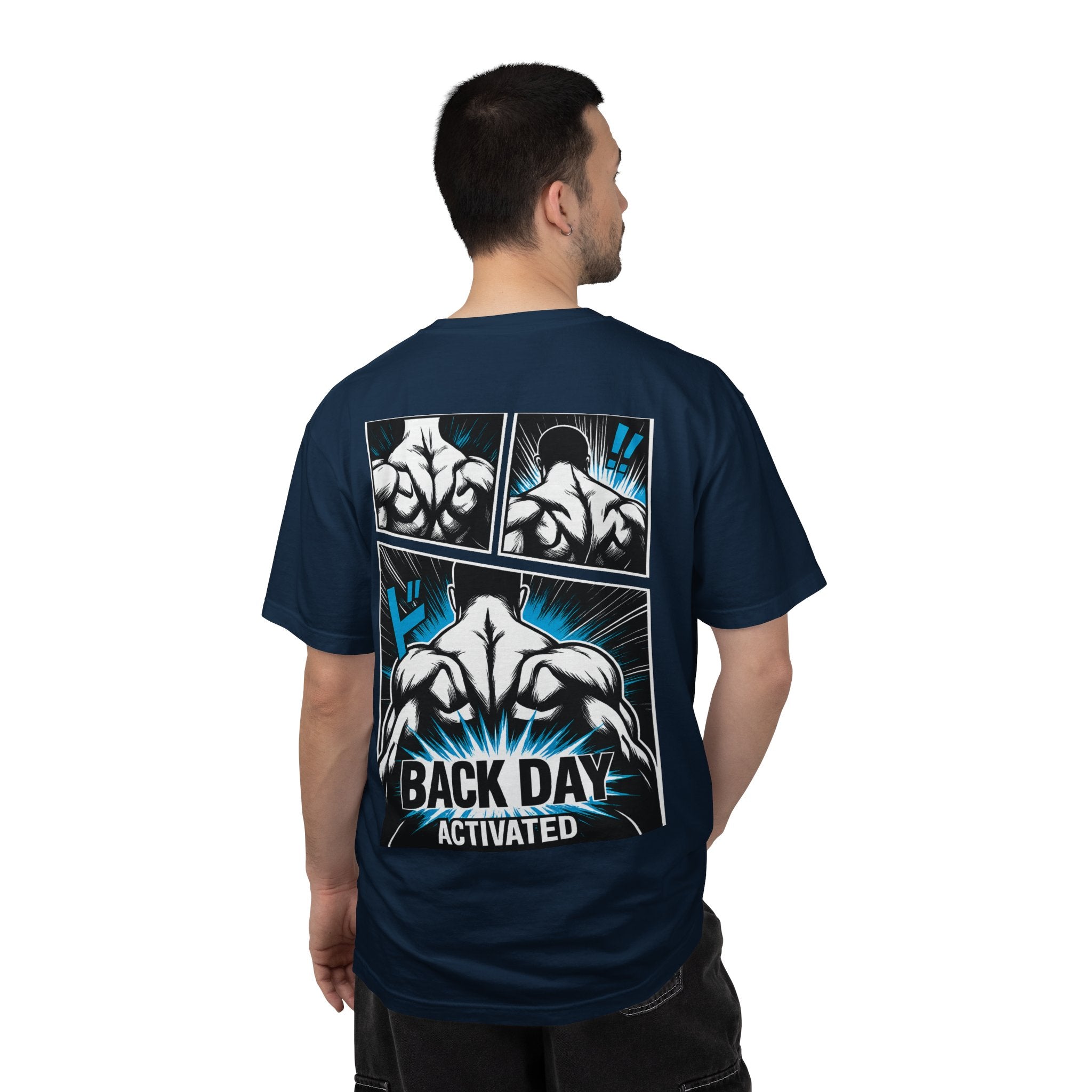 Back Day Activated Comic Gym T-Shirt — Workout Motivation for Bodybuilders