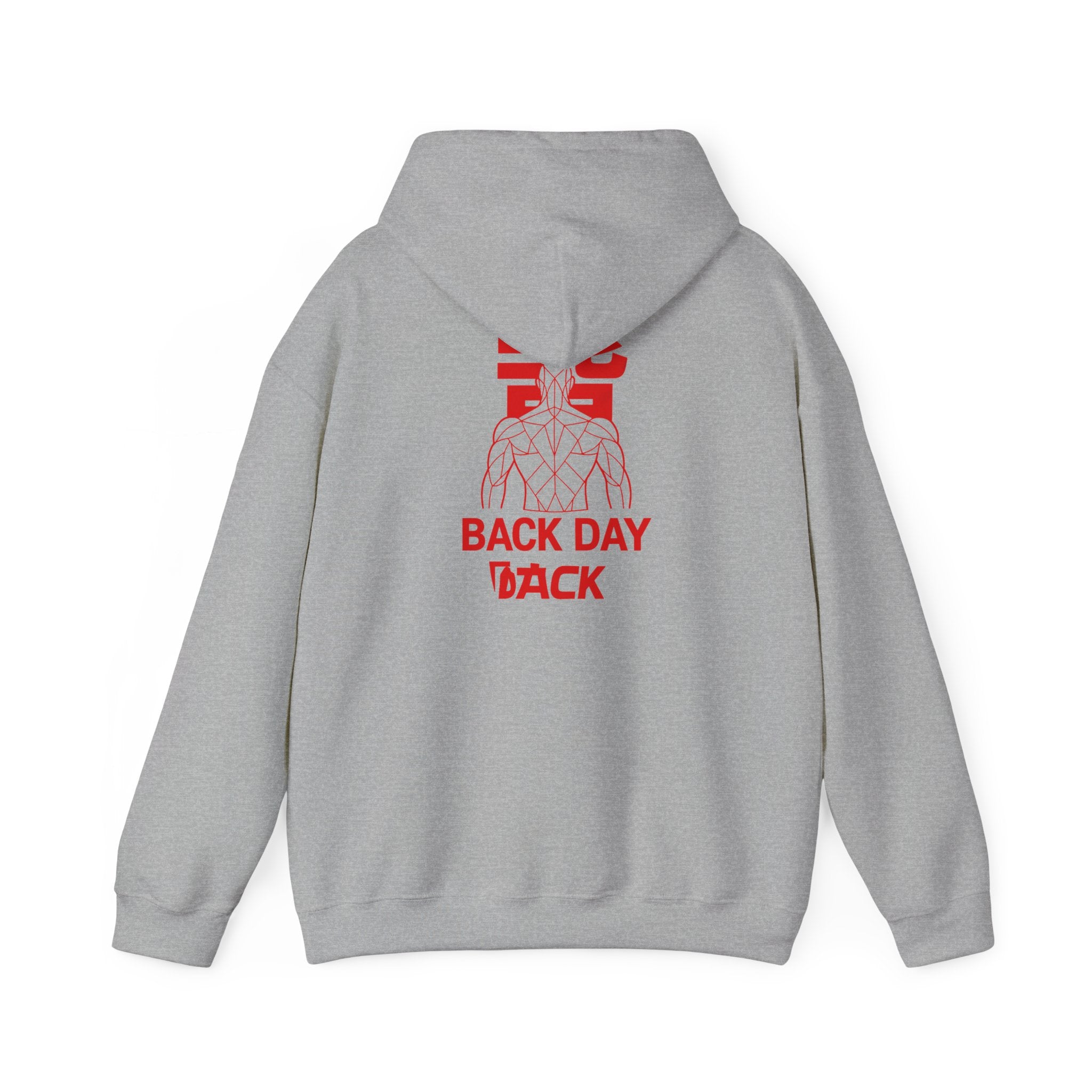 Back Day Attack Geometric Muscle Hoodie — 北 (Back) Low-Poly Anatomy Red