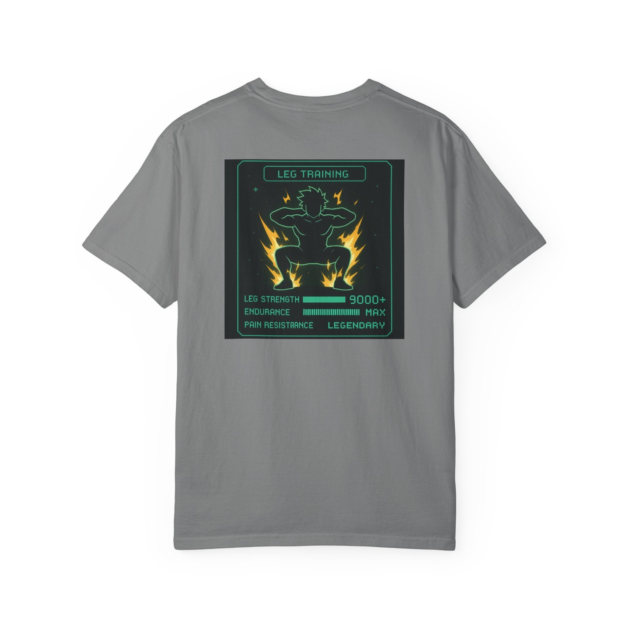 Leg Training Stats 9000+ T-Shirt — Men’s RPG Gaming Gym Leg Day Motivation