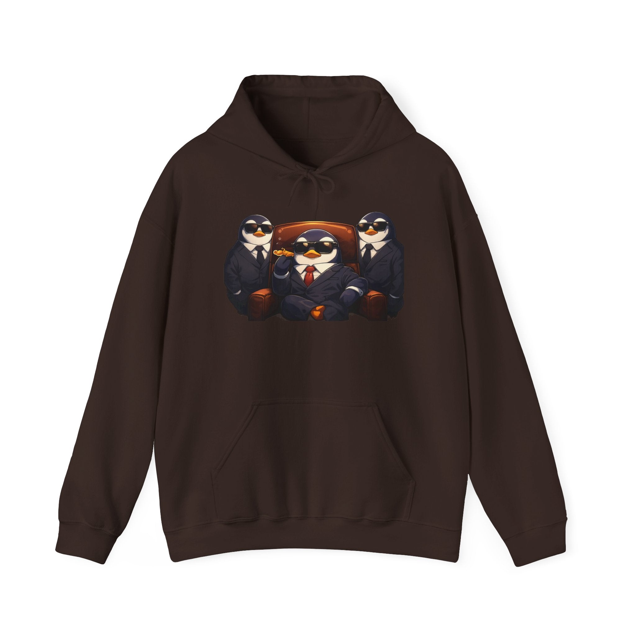 Penguin Mafia Boss Hoodie — Funny Godfather Penguins in Suits, Cigar & Bodyguards