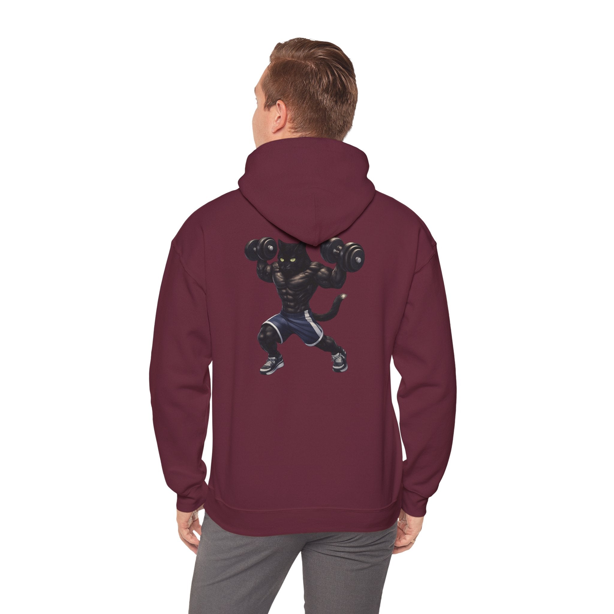Gym Cat Hoodie — Funny Weightlifting & Workout Hoodie | Fitness Lover Gift