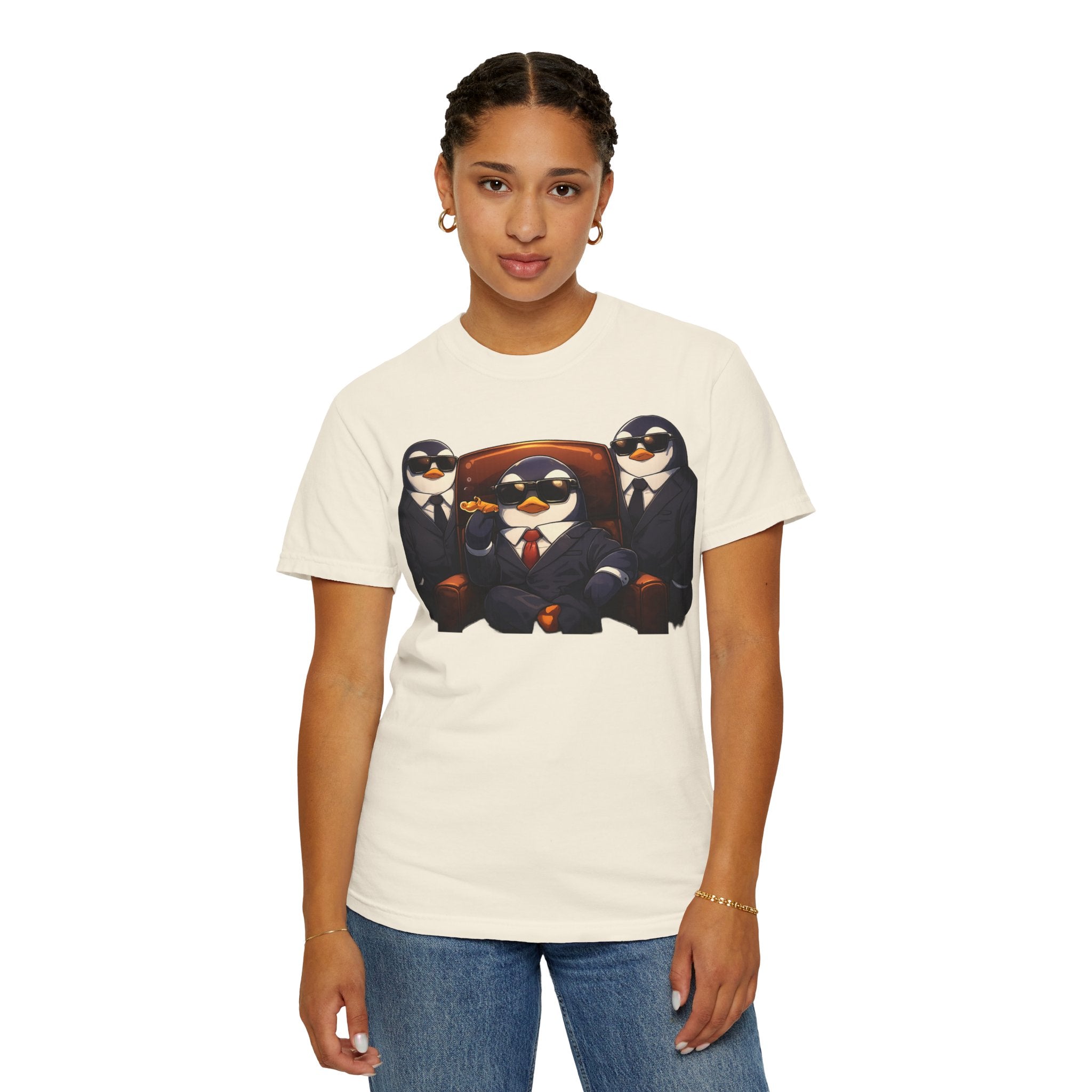 Penguin Mafia Boss T-Shirt — Funny Godfather Penguins in Suits, Cigar & Bodyguards