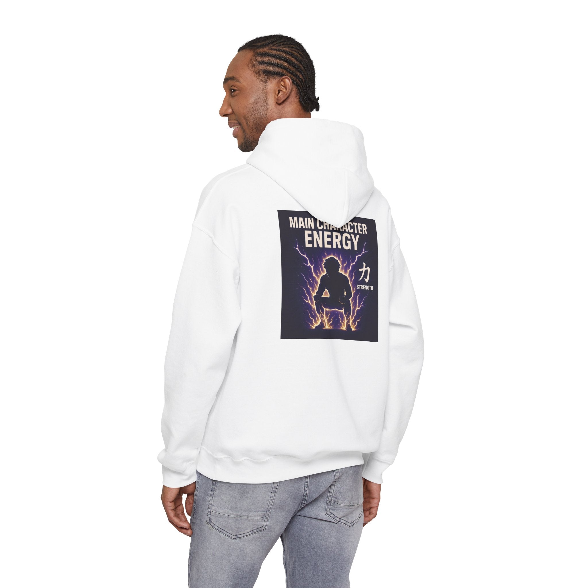 Main Character Energy Hoodie — Men's Anime Gym Strength (力)