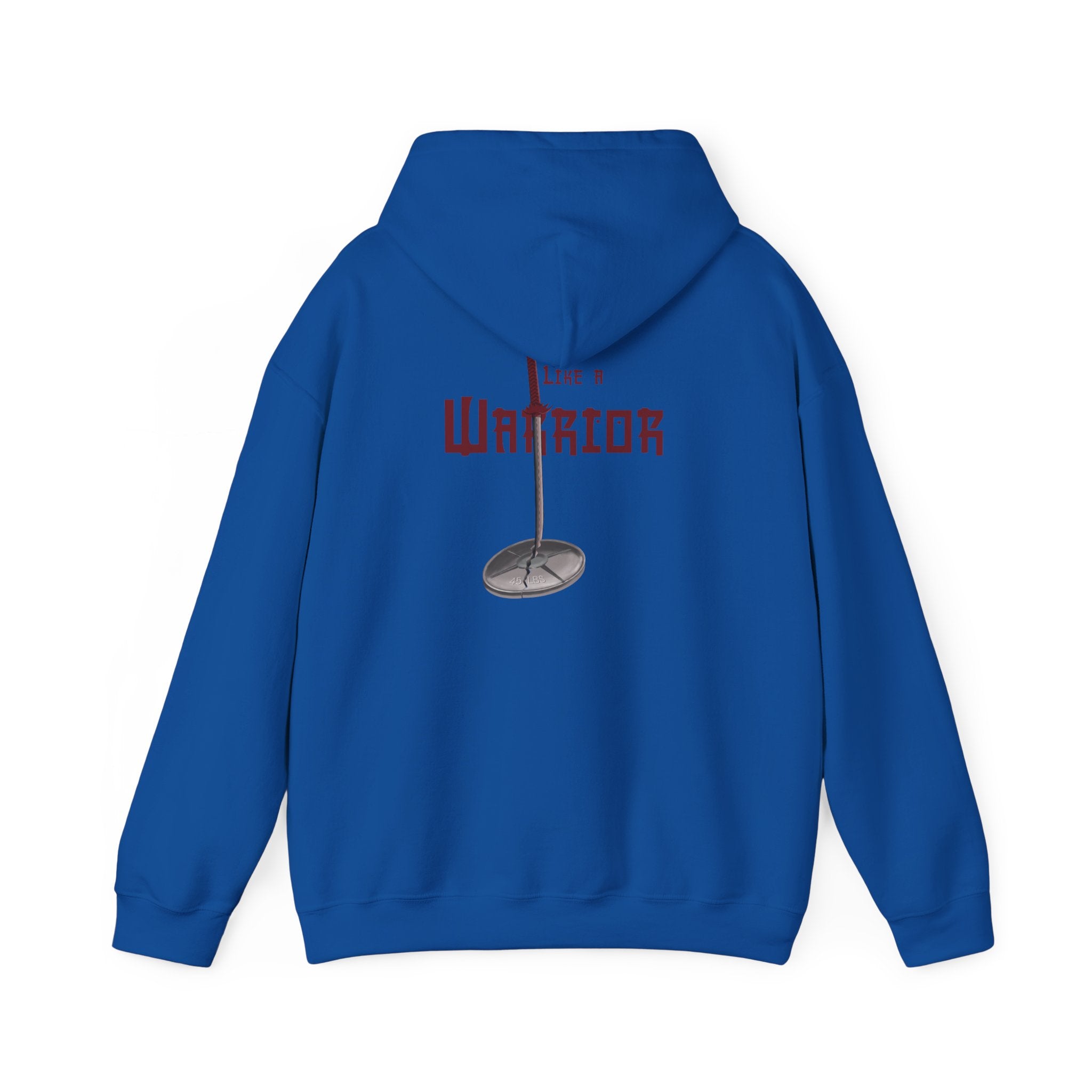 Train Like a Warrior Hoodie — Katana & 45lb Weight Gym Motivation