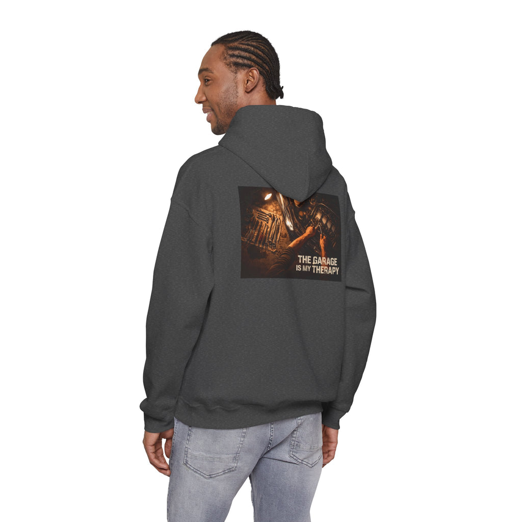 The Garage Is My Therapy Hoodie - Mechanic Car Enthusiast Gift Version 2