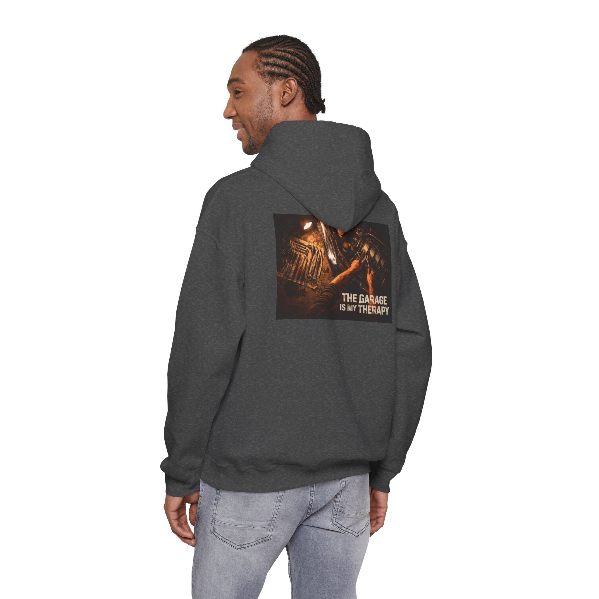 The Garage Is My Therapy Hoodie - Mechanic Car Enthusiast Gift Version 2