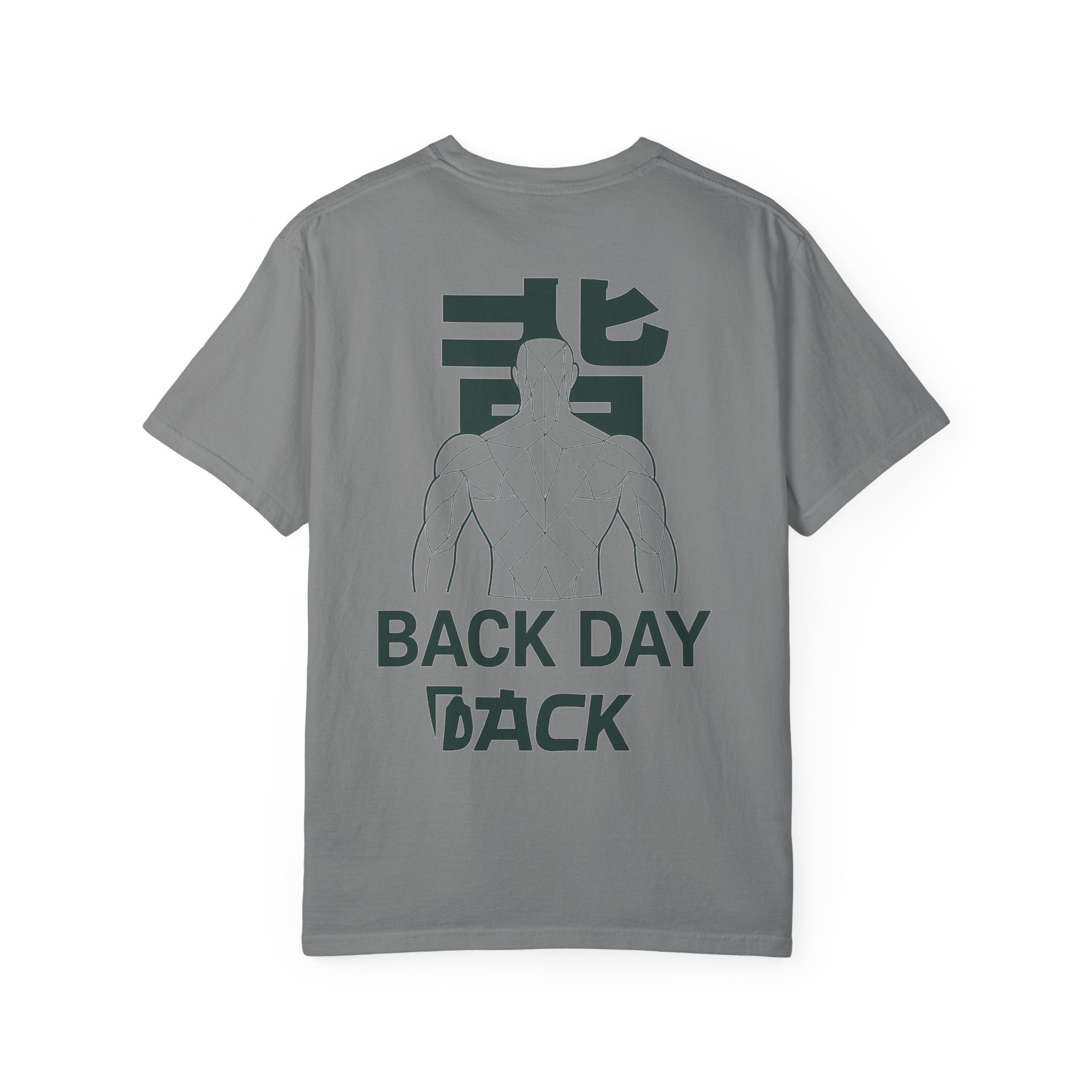 Back Day Attack Geometric Muscle Anatomy T-Shirt — '北' Back Training Gym Tee Green