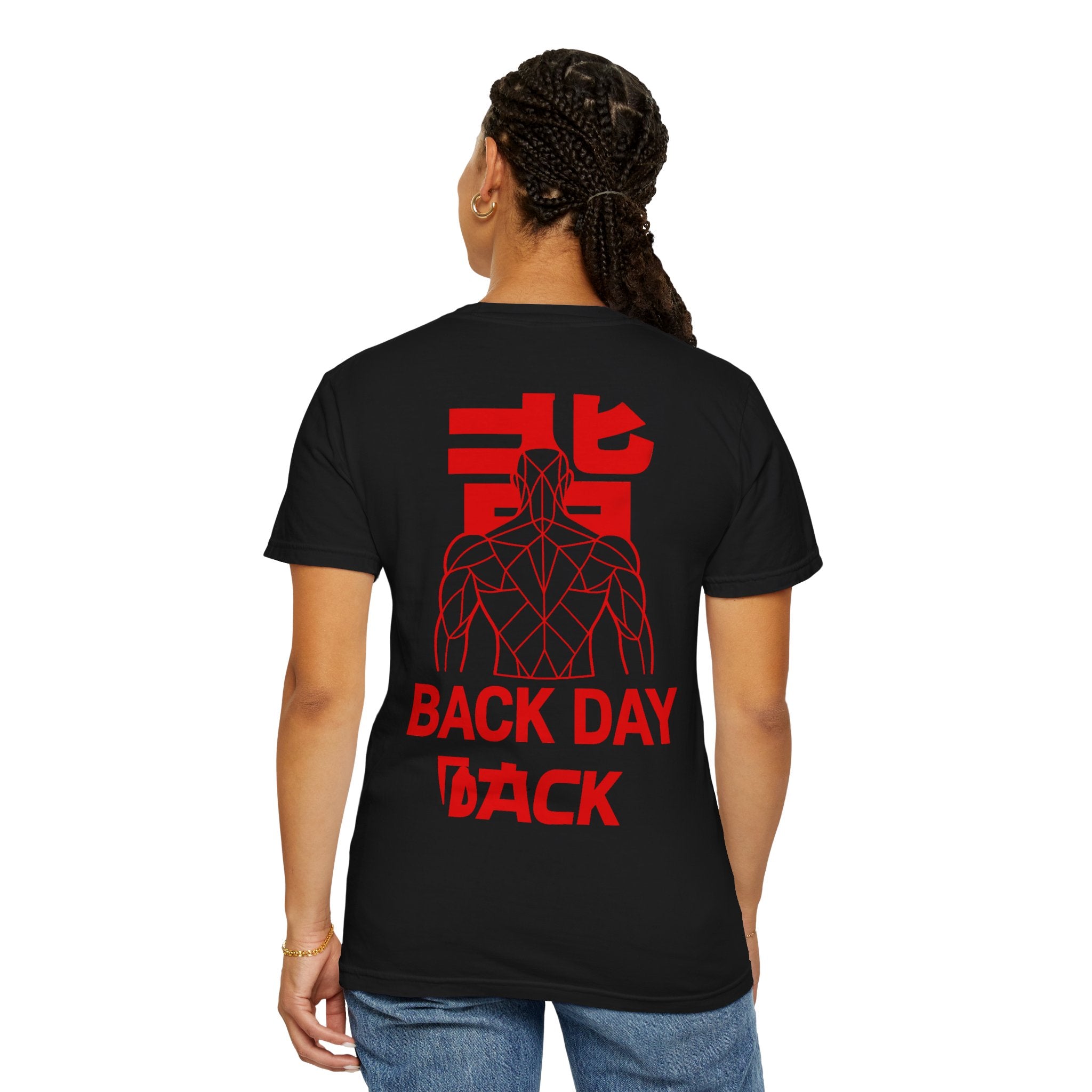 Back Day Attack Geometric Muscle Anatomy T-Shirt — "北" (Back) Gym Tee Red