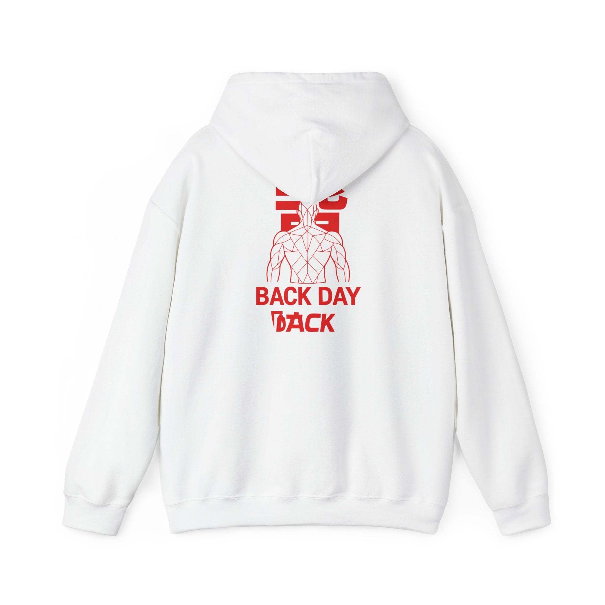 Back Day Attack Geometric Muscle Hoodie — 北 (Back) Low-Poly Anatomy Red