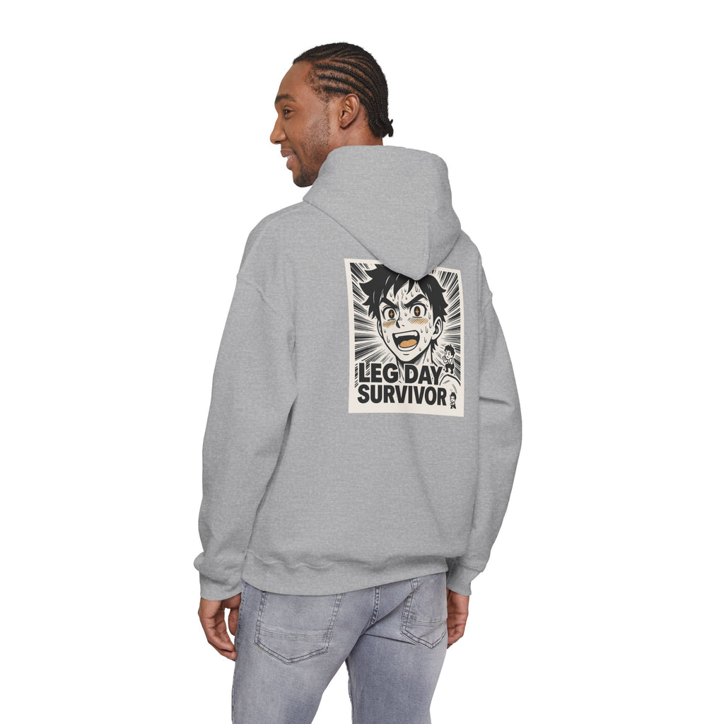 Leg Day Survivor Men’s Hoodie - Funny Gym Workout Anime Fitness Hoodie