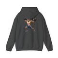 Buff Tiger Tabby Gym Hoodie — Funny Muscular Cat Lifting Dumbbells