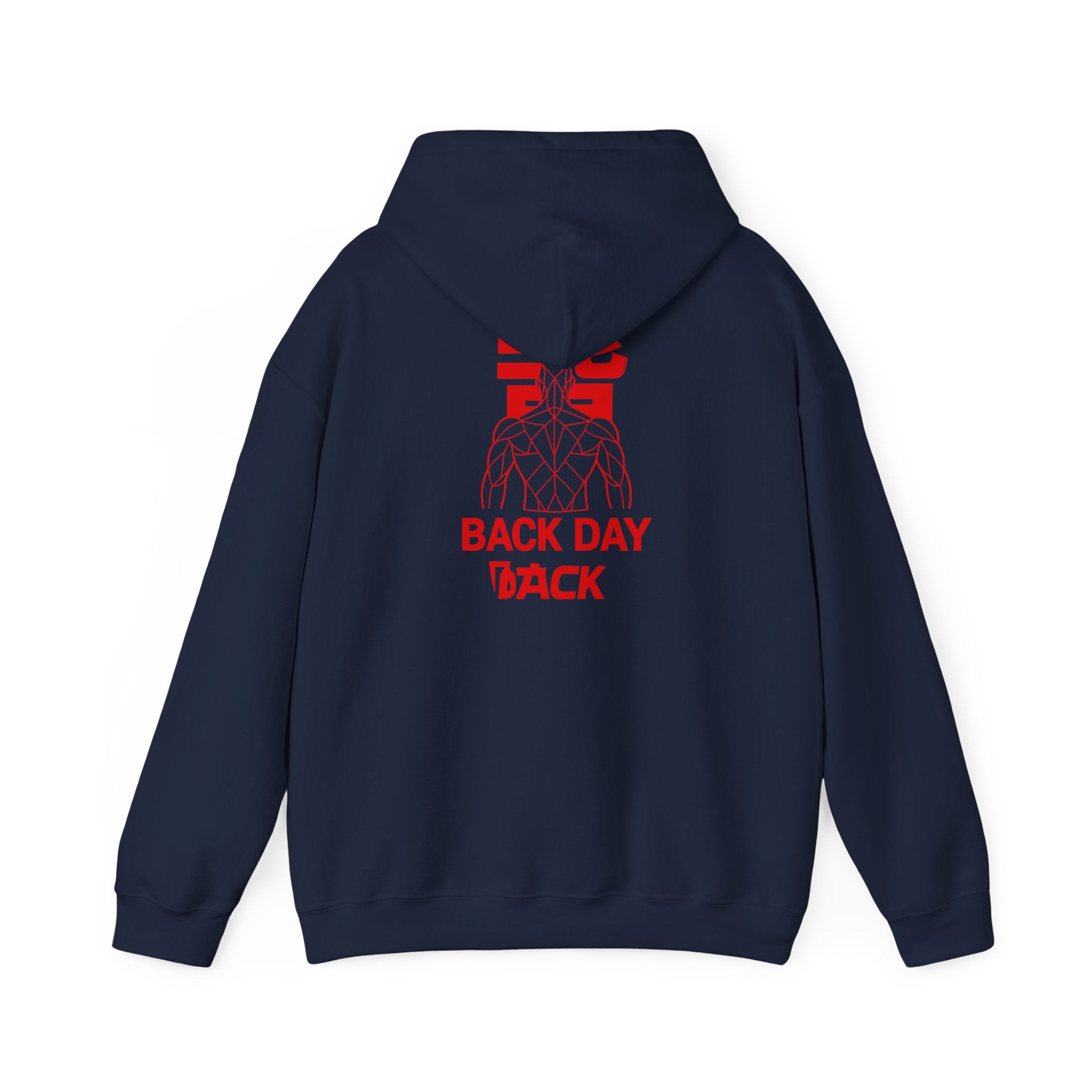 Back Day Attack Geometric Muscle Hoodie — 北 (Back) Low-Poly Anatomy Red