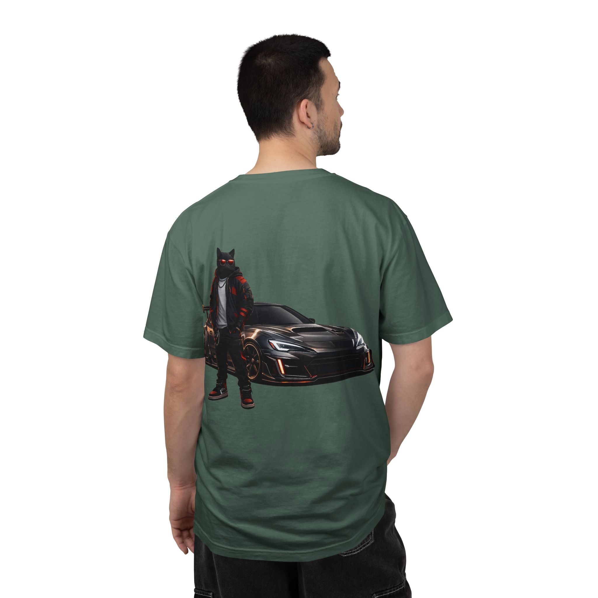Cool Black Cat Streetwear Custom Widebody Sports Car JDM T-Shirt